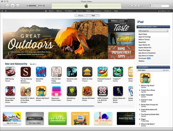iPad App Store home